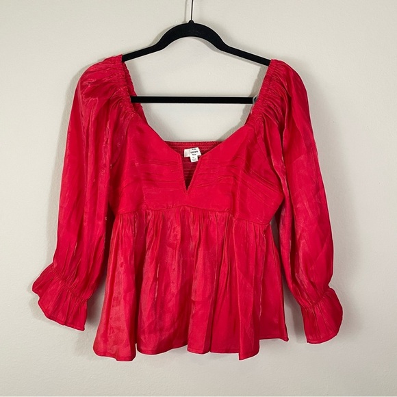 Entro Red Iridescent Babydoll 3/4 Sleeves Top Size Medium - Picture 3 of 11